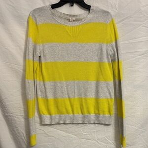 GAP Women's Sweater in Yellow and Gray Stripes